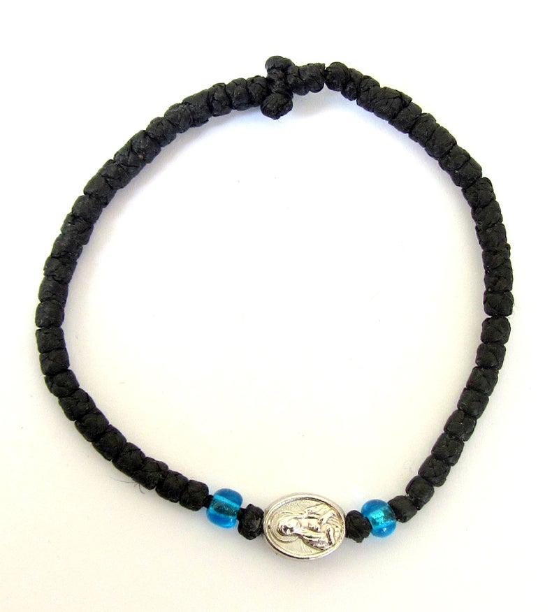 Iconsgr Handmade Christian Orthodox Komboskoini, Prayer Rope Bracelet Black VM1 - Image 3